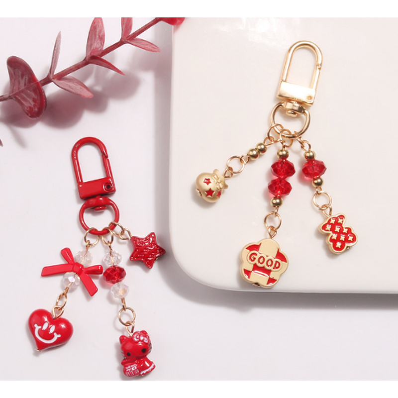 Keychain Factory - Alphabet Ceramic Flower Keychain Fu Bag Cat