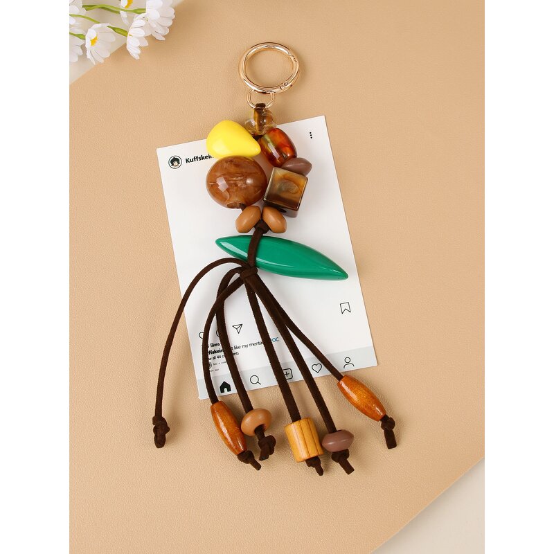 Keychain Manufacturer - Beaded Bag Pendant Wooden Resin Beads