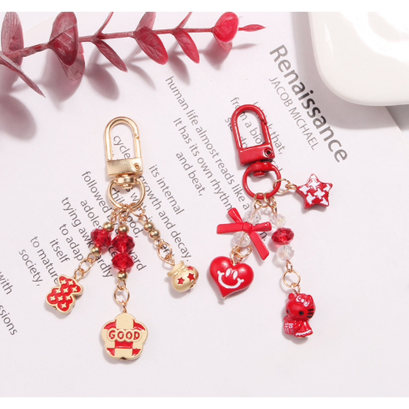 Keychain Factory - Alphabet Ceramic Flower Keychain Fu Bag Cat