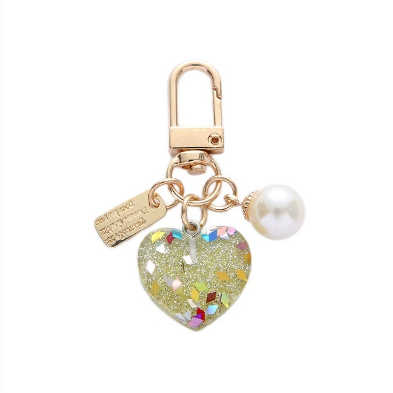 Keychain Supplier - Acrylic Pearl Love Keychain Broken Color Earphone