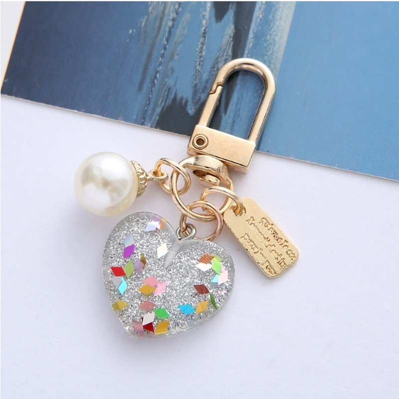 Keychain Supplier - Acrylic Pearl Love Keychain Broken Color Earphone