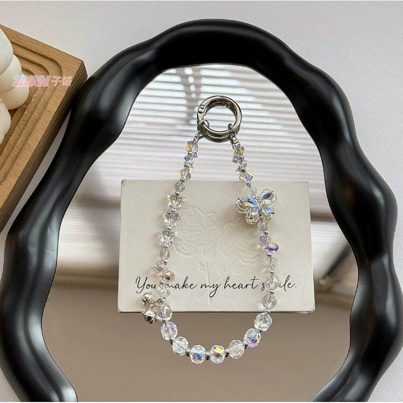 Phone Chain Supplier - High-End Crystal Bead Alloy Butterfly