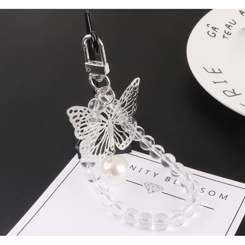 Keychain Supplier - Butterfly Bead Handchain Imitation Pearl Couple