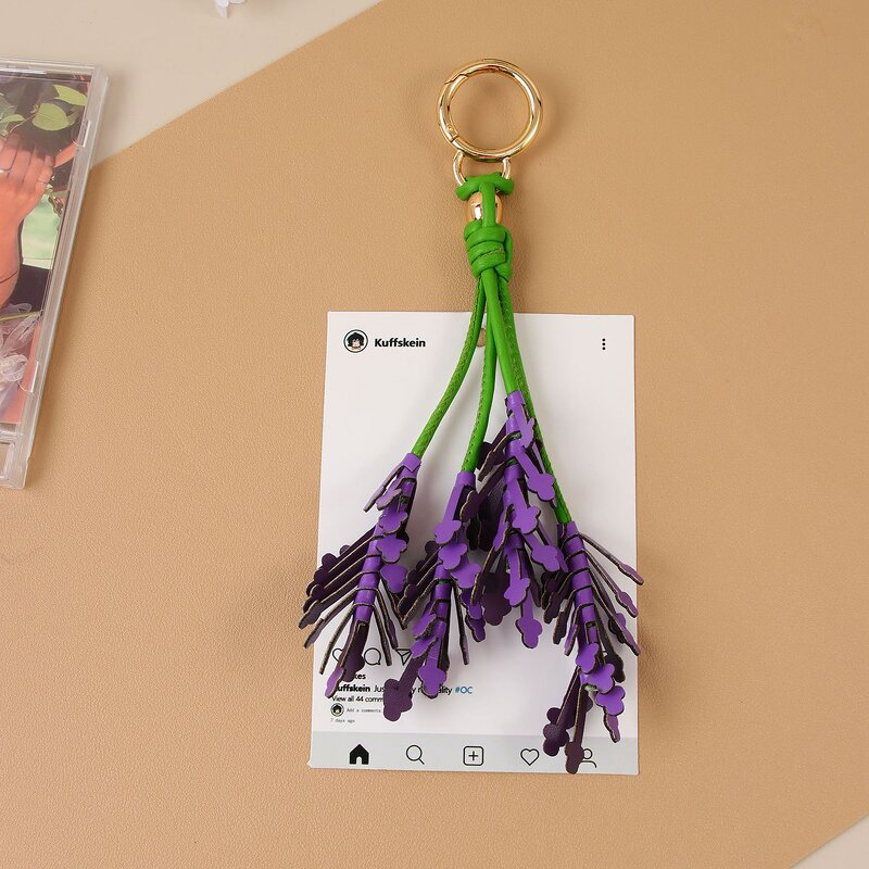 Keychain Factory - Leather Lavender Flower Tassel Keychain