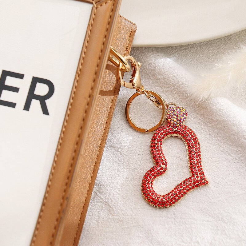 Keychain Factory - Alloy Rhinestone Love Keychain Heart Bag