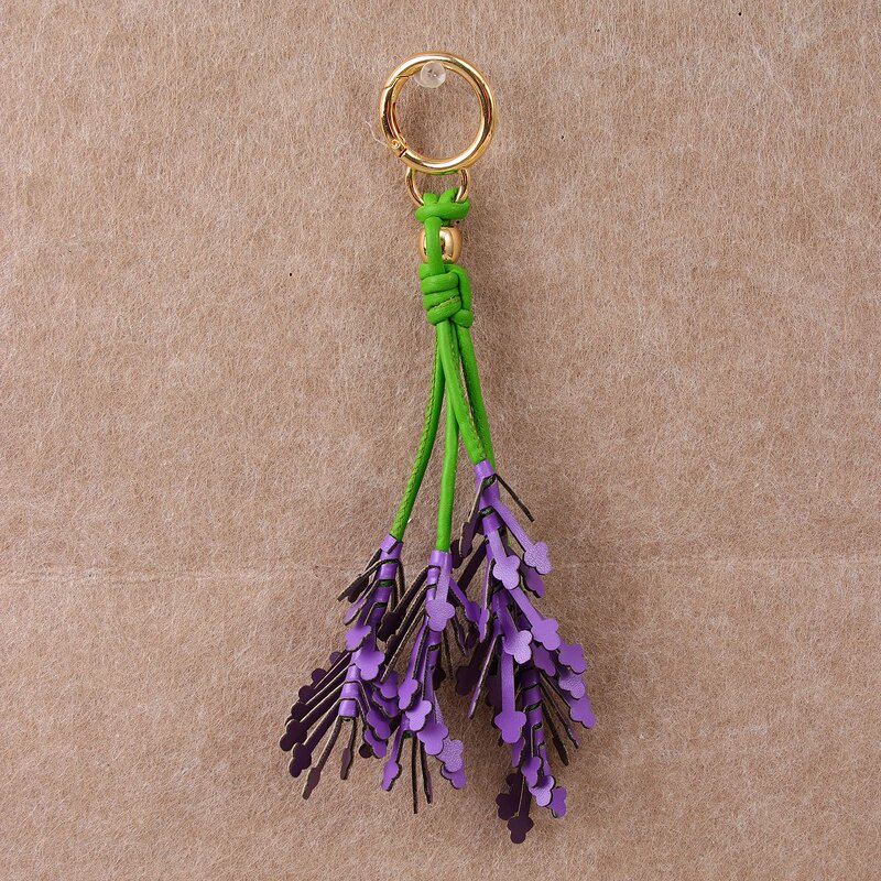 Keychain Factory - Leather Lavender Flower Tassel Keychain
