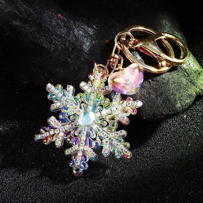 Keychain Supplier - Christmas Snowflake Keychain Acrylic Diamond