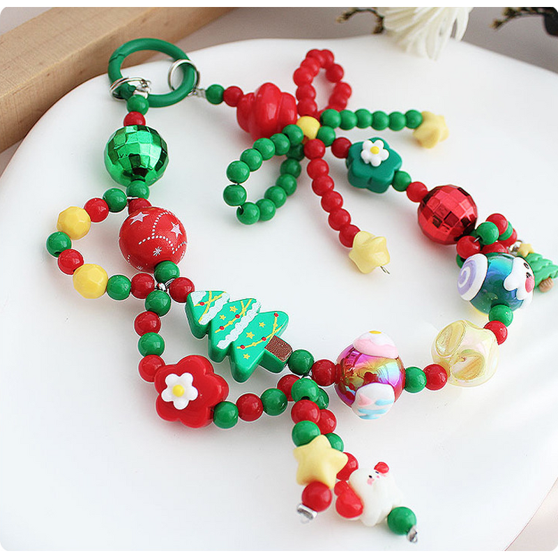 Phone Chain Supplier - Cartoon Rice Bead Bow Christmas Pendant