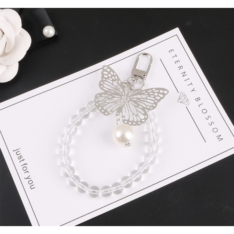 Keychain Supplier - Butterfly Bead Handchain Imitation Pearl Couple