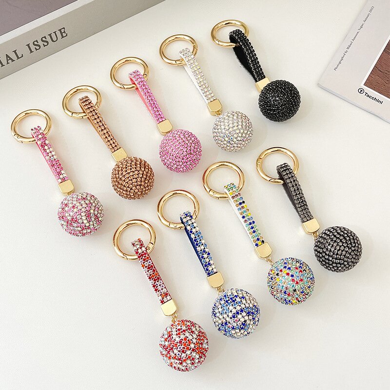 Keychain Factory - Rhinestone Round Ball Car Keychain Diamond