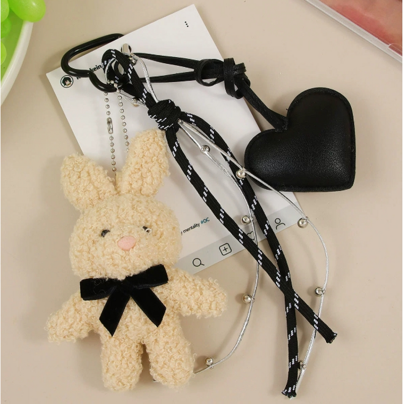Keychain Manufacturer - Plush Bunny Pendant Leather Heart Cute