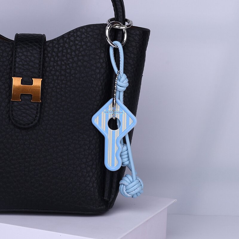 Keychain Supplier - Striped Key Keychain Woven Leather Rope Multi