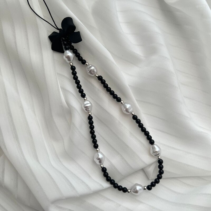 Phone Lanyard Factory - Short Beaded Chain Love Bow Phone Accessory