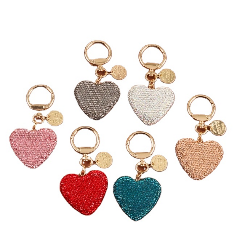 Keychain Supplier - Heart Alloy Keychain Diamond Inlaid Bag Charm