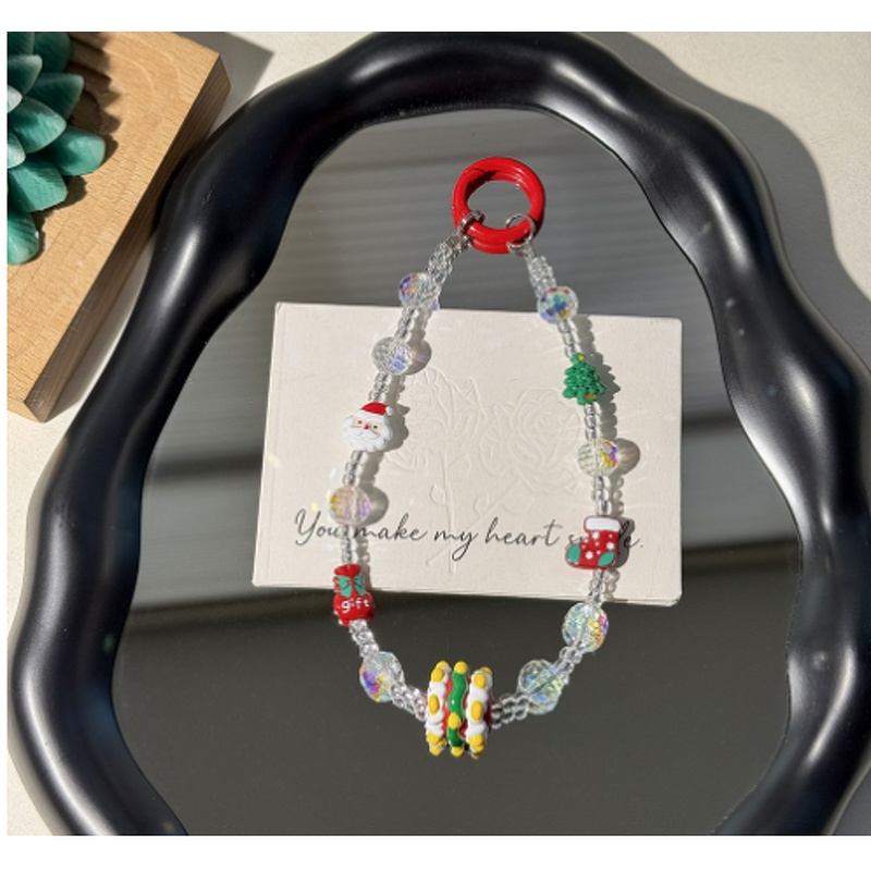 Phone Lanyard Factory - Christmas Hand-Painted Bead Crystal Alloy