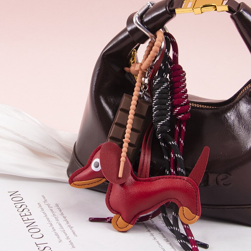 Keychain Manufacturer - Sausage Dog Woven Rope Keychain Leather