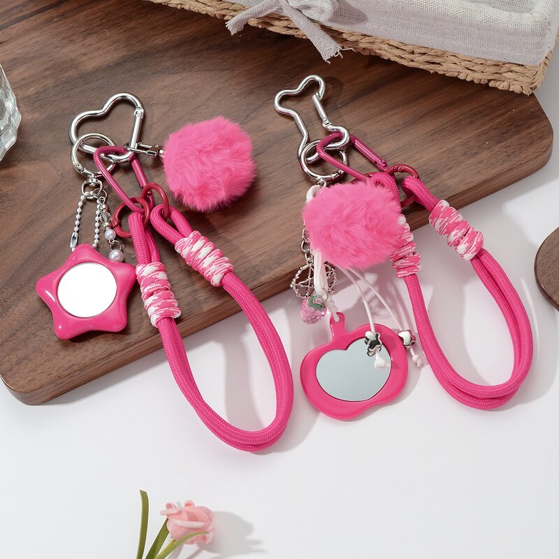 Keychain Supplier - Plush Ball Strawberry Star Apple Keychain