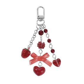 Keychain Manufacturer - Pearl Rhinestone Claw Chain Strawberry Heart