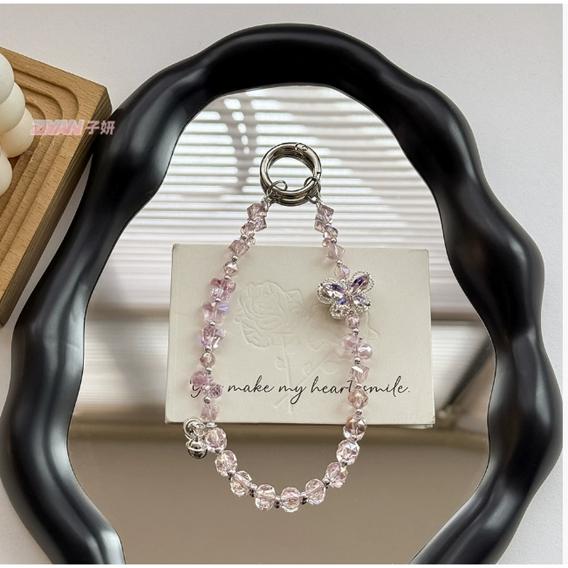 Phone Chain Supplier - High-End Crystal Bead Alloy Butterfly
