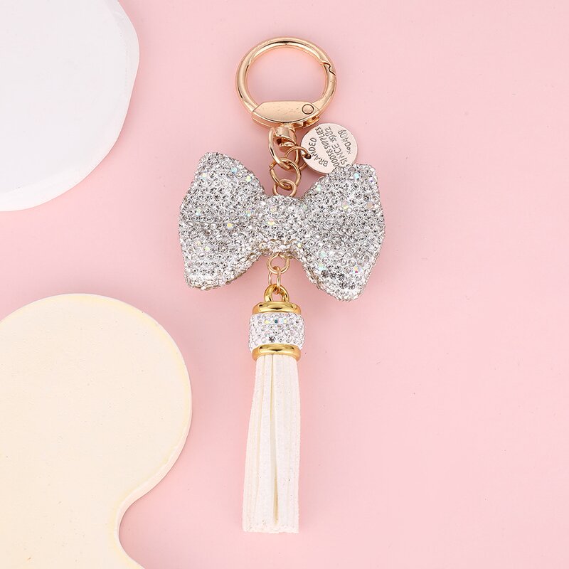 Keychain Manufacturer - Tassel Full Diamond Bow Car Keychain Tag