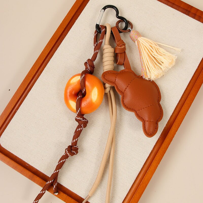Keychain Manufacturer - PU Croissant Tassel Bread Weaving Rope