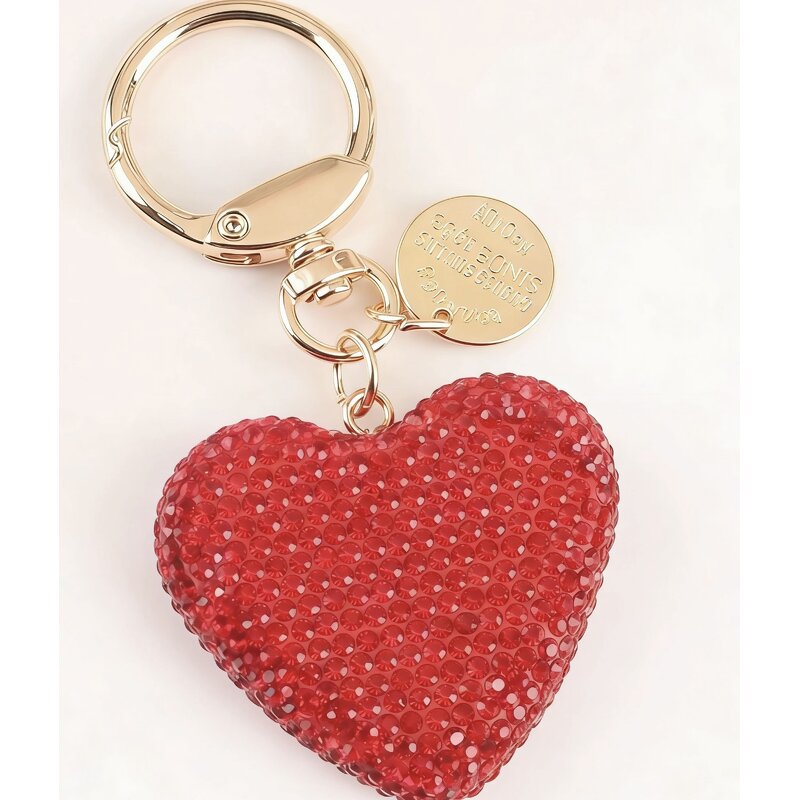 Keychain Supplier - Heart Alloy Keychain Diamond Inlaid Bag Charm