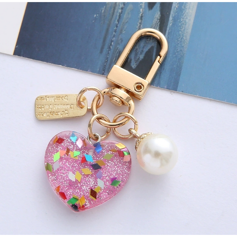 Keychain Supplier - Acrylic Pearl Love Keychain Broken Color Earphone