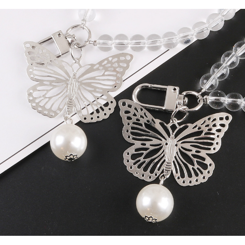 Keychain Supplier - Butterfly Bead Handchain Imitation Pearl Couple
