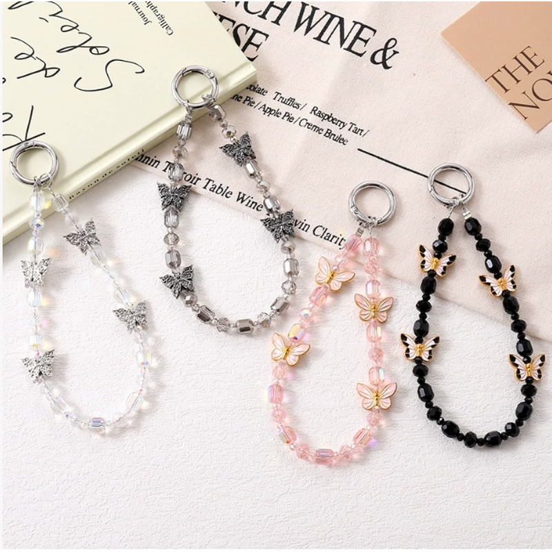 Phone Chain Factory - Crystal Bead Alloy Butterfly Pendant