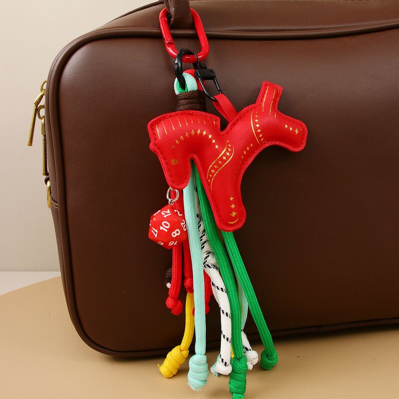 Keychain Supplier - Woven Rope PU Pony Keychain Leather Rivet