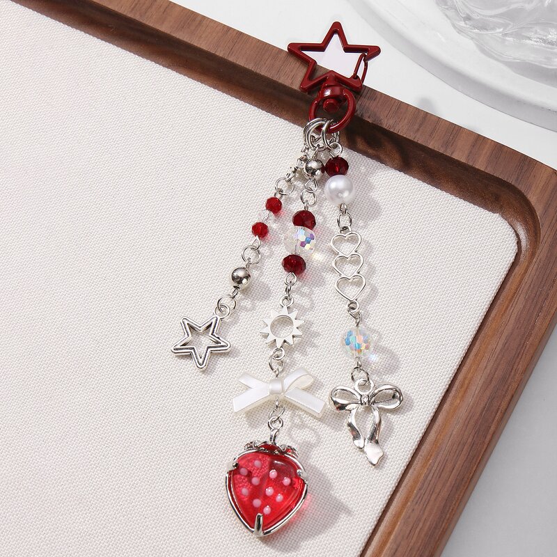 Keychain Supplier - Pearl Hollow Heart Star Spider Wings Keychain