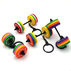 Keychain Supplier - 3D Rubber Dumbbell Keychain Detachable Design