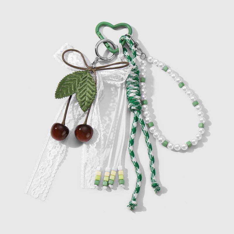 Keychain Manufacturer - Crochet Strawberry Pearl Fruit Leaf Keychain