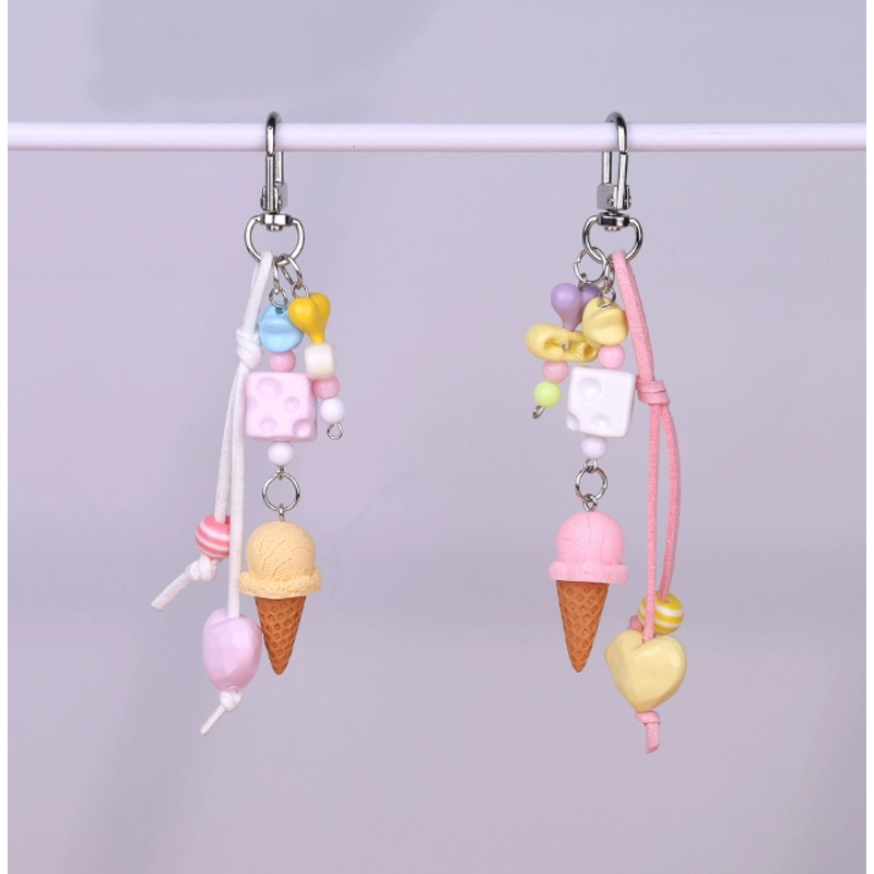 Keychain Manufacturer - Ice Cream Keychain Heart Colorful Bead Love
