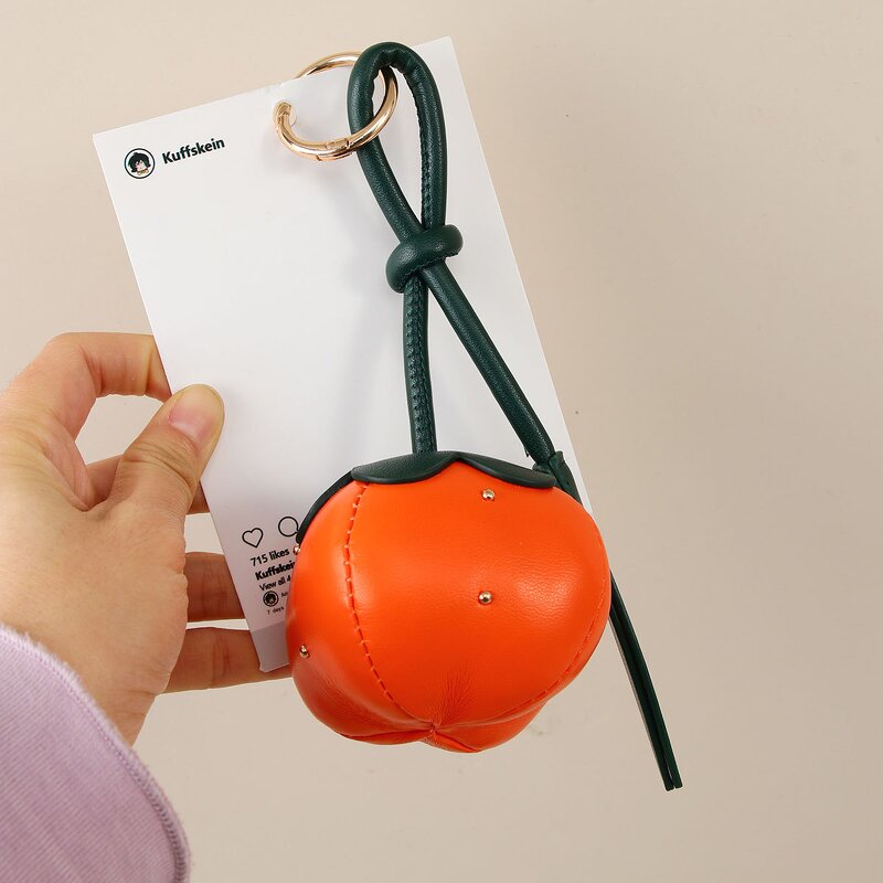 Keychain Manufacturer - PU Filled Cotton Pumpkin Keychain Bag Clip