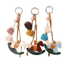 Keychain Supplier - Leather Rocking Horse Pendant Cute Niche