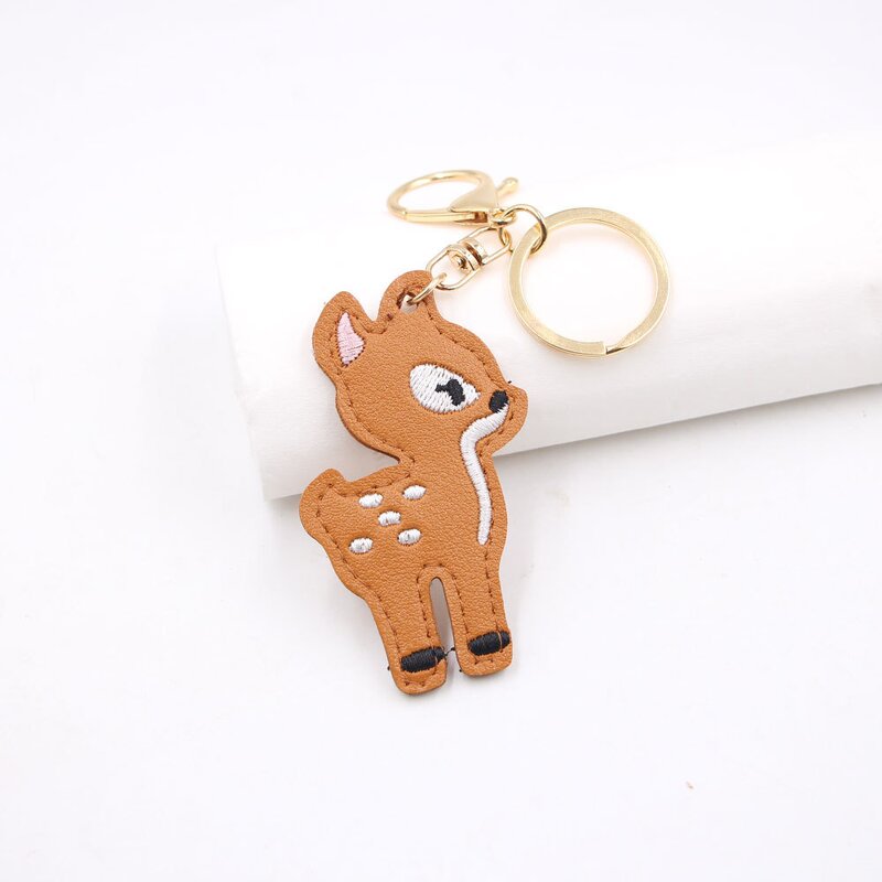 Car Keychain Factory - Double-sided Embroidered Deer Leather Pendant