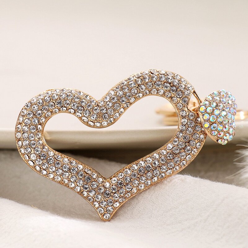 Keychain Factory - Alloy Rhinestone Love Keychain Heart Bag