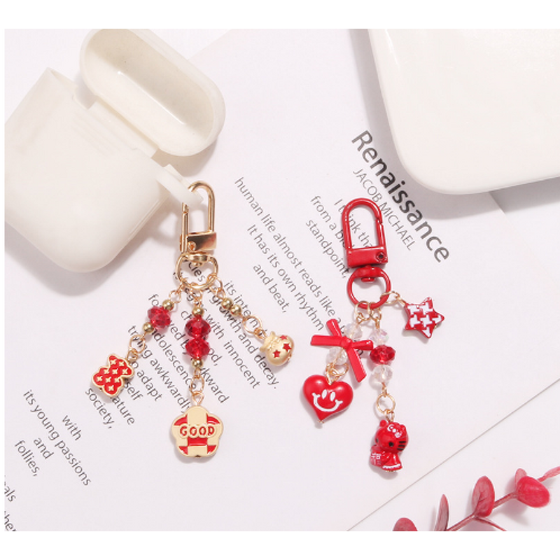 Keychain Factory - Alphabet Ceramic Flower Keychain Fu Bag Cat