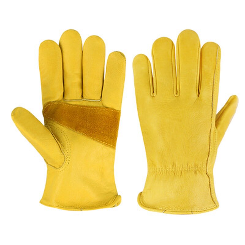 Work Gloves Factory - Yellow Cowhide Leather Reinforced Palm Gardening