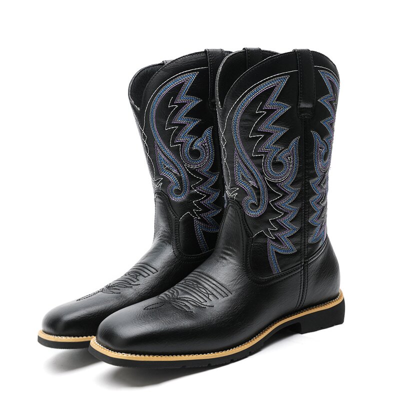 Cowboy Boots Supplier - Winter Western PU Leather Square Toe