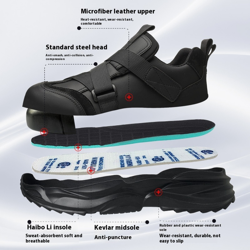 Safety Shoes Manufacturer - Men's Microfiber Steel Toe Hook-And-Loop