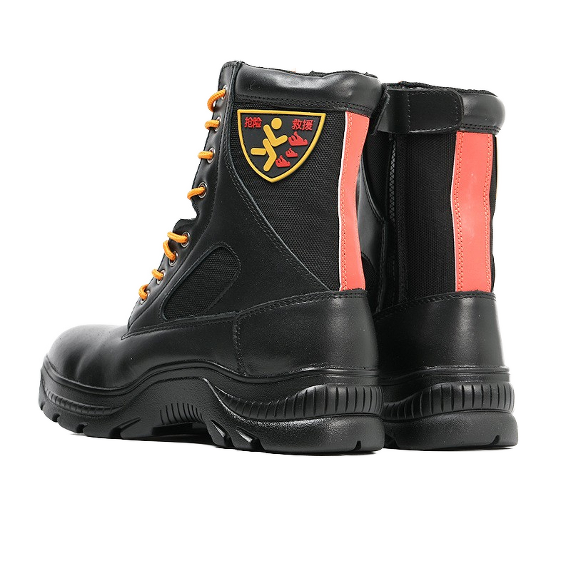 Firefighter Boots Manufacturer - Cowhide Safety Shoes Anti-Smash Zipper