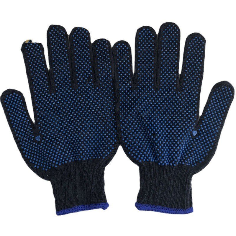 Work Gloves Supplier - 7G Safety Blue Cotton PVC Dots Bulk