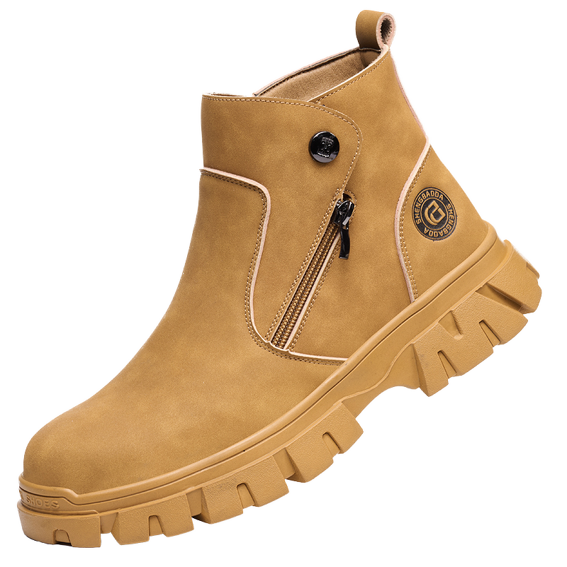 Work Boots Supplier - Men's Microfiber Leather Steel Toe Zipper