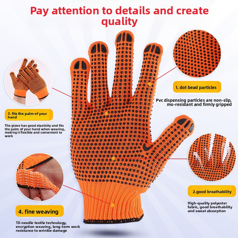 Safety Gloves Supplier - Double-Sided Orange PVC Dot Bead Anti-Cut