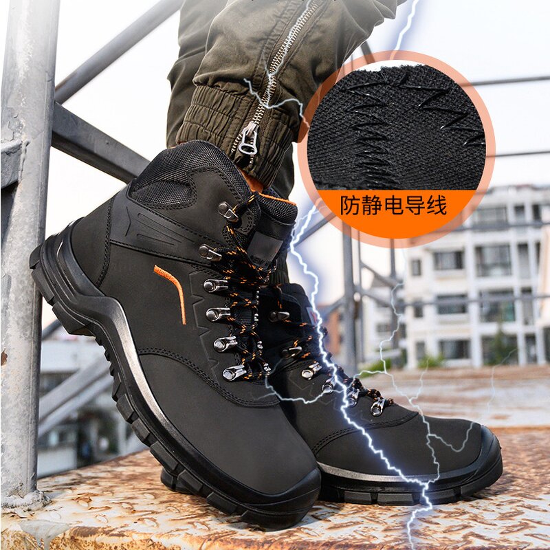 Safety Shoes Manufacturer - Mid Cut Genuine Leather Anti-static PU