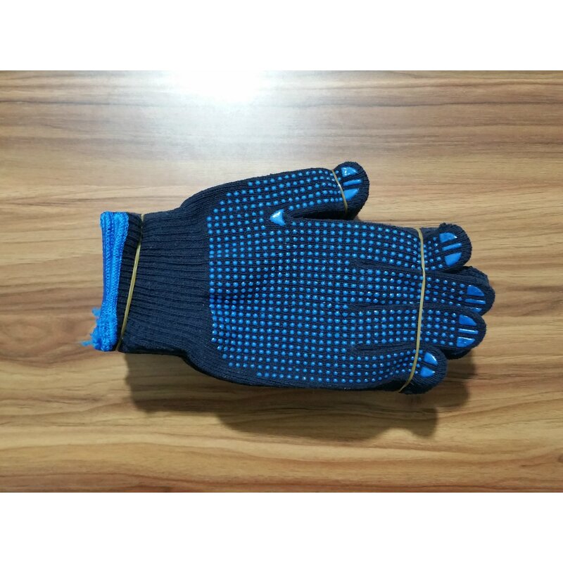 Work Gloves Supplier - 7G Safety Blue Cotton PVC Dots Bulk