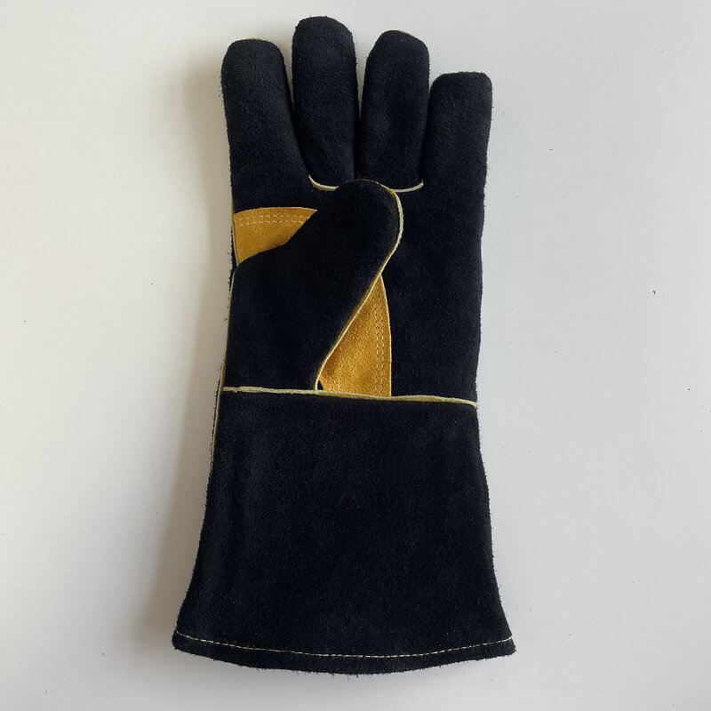 Welding Gloves Factory - Black Palm Thickened Cowhide Custom Logo