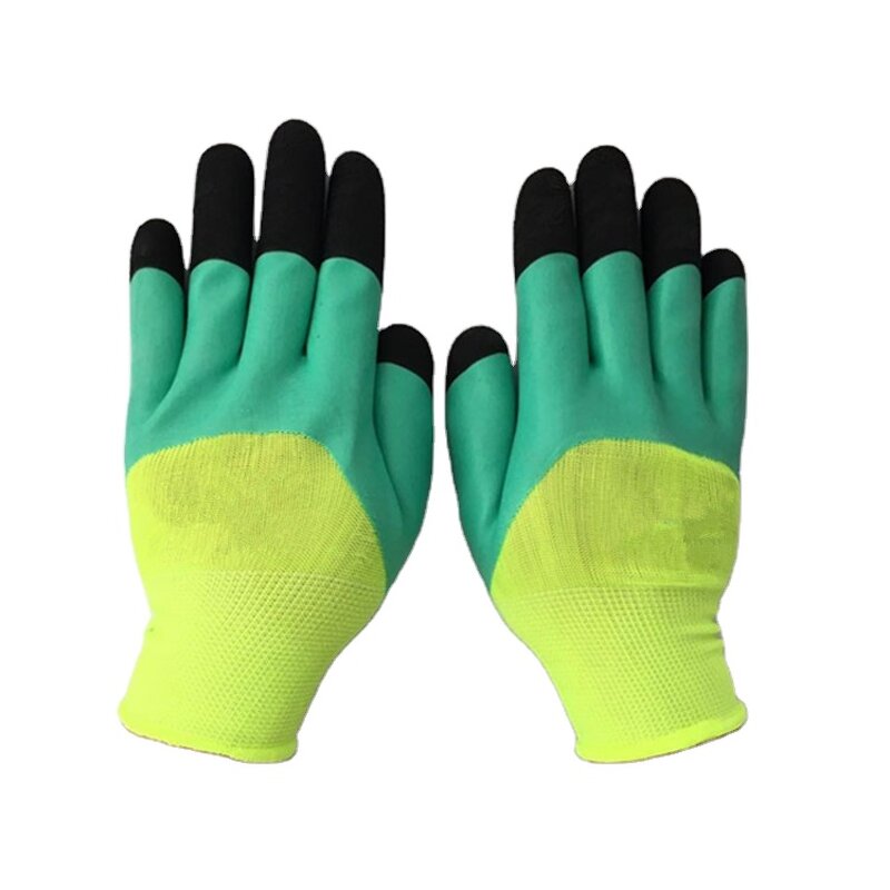 Working Gloves Factory - Green 13 Gauge Nylon Latex Coated Palm